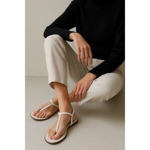 I Magnin Leather Sandals Women’s Size 9M White Minimalist Italian Made Vera Cuoi